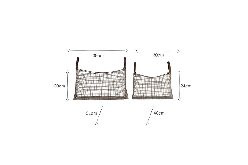 Adah Iron Baskets - Brown Set of 2