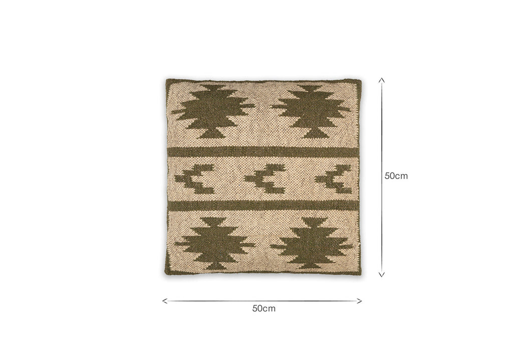 Bhumi Wool And Jute Cushion Cover Moss Green