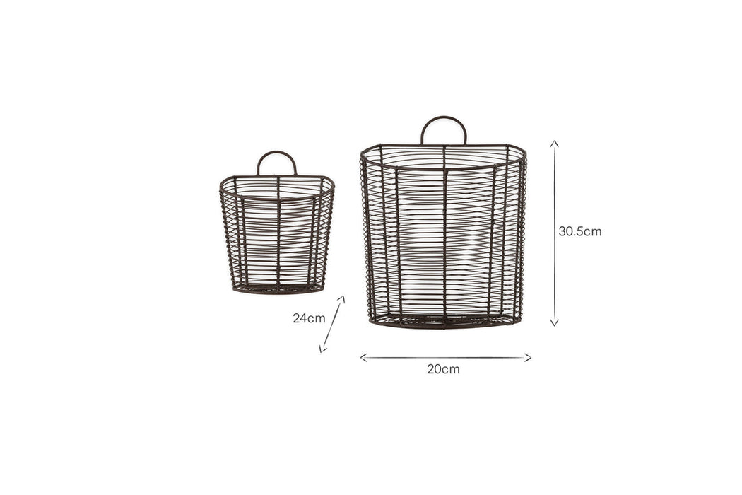 Inkollu Wall Hung Baskets - Aged Brass - Set of 2