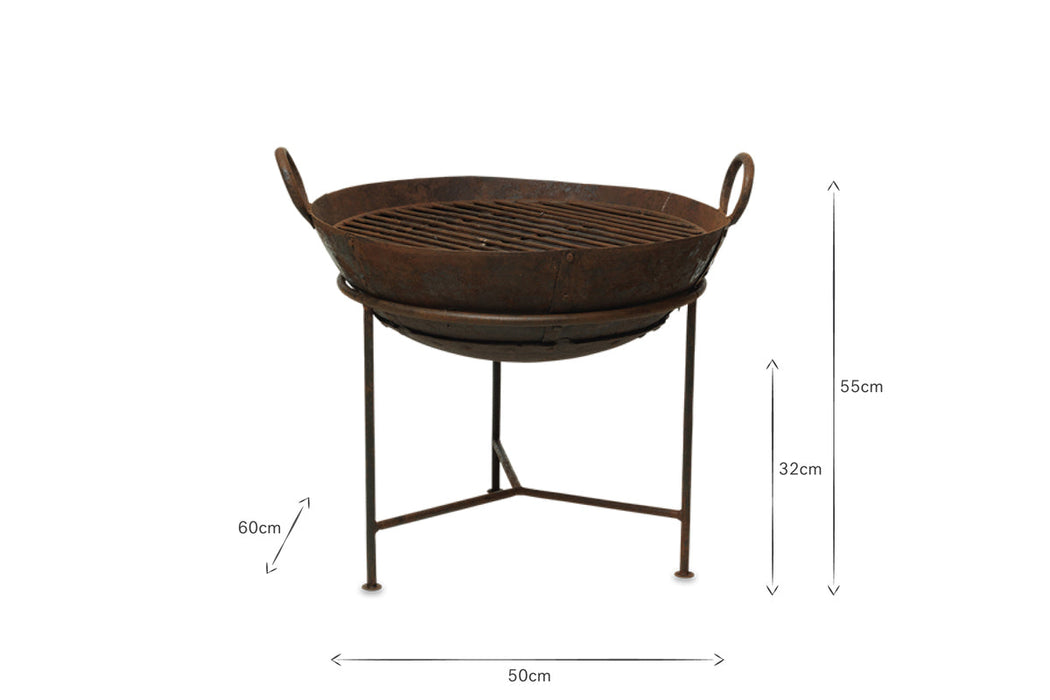 Reclaimed Iron Kadai With Grill Medium