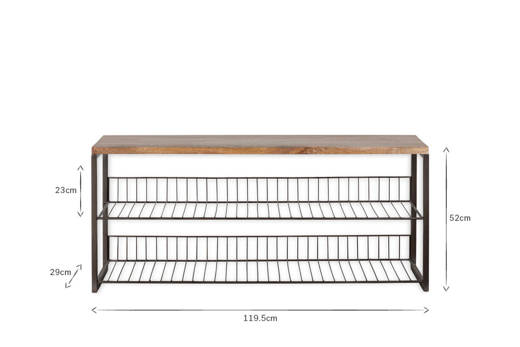 Kiyoma Iron & Wood Low Standing Shelves - Natural