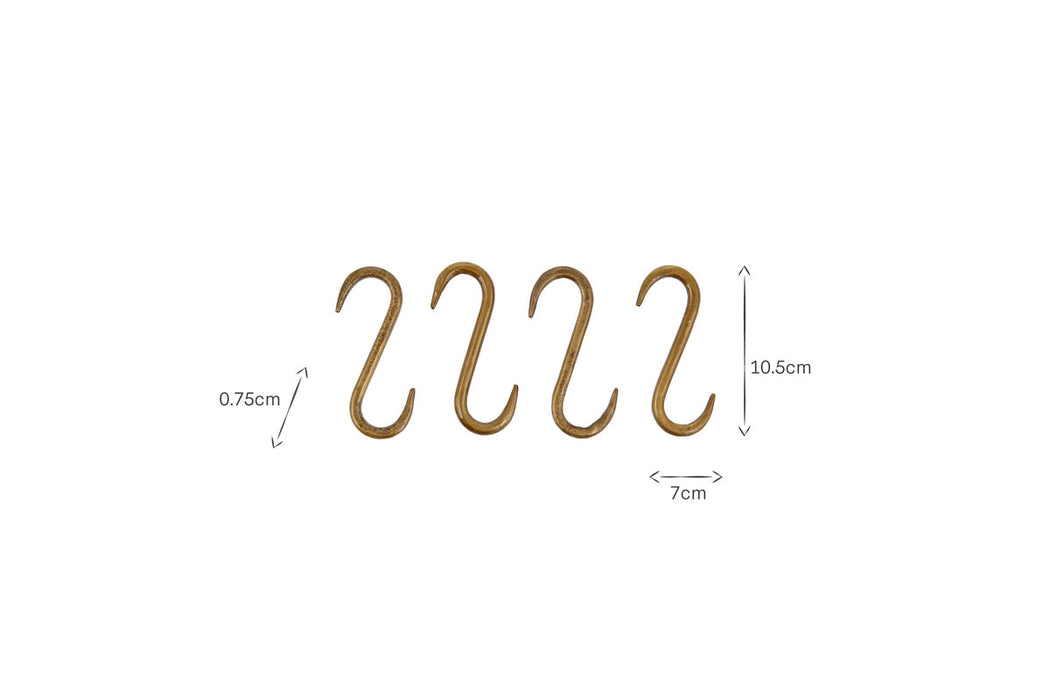 Laila Iron S Hooks Brass Set Of 4