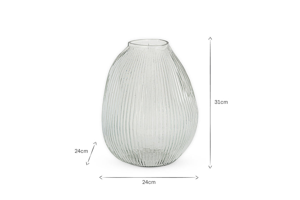 Linsy Ribbed Glass Vase - Clear