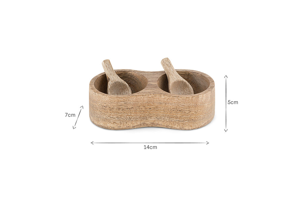 Milaku Mango Wood Salt Pepper Server Natural