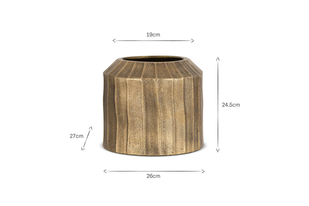 Nabara Cast Aluminium Planter - Antique Brass