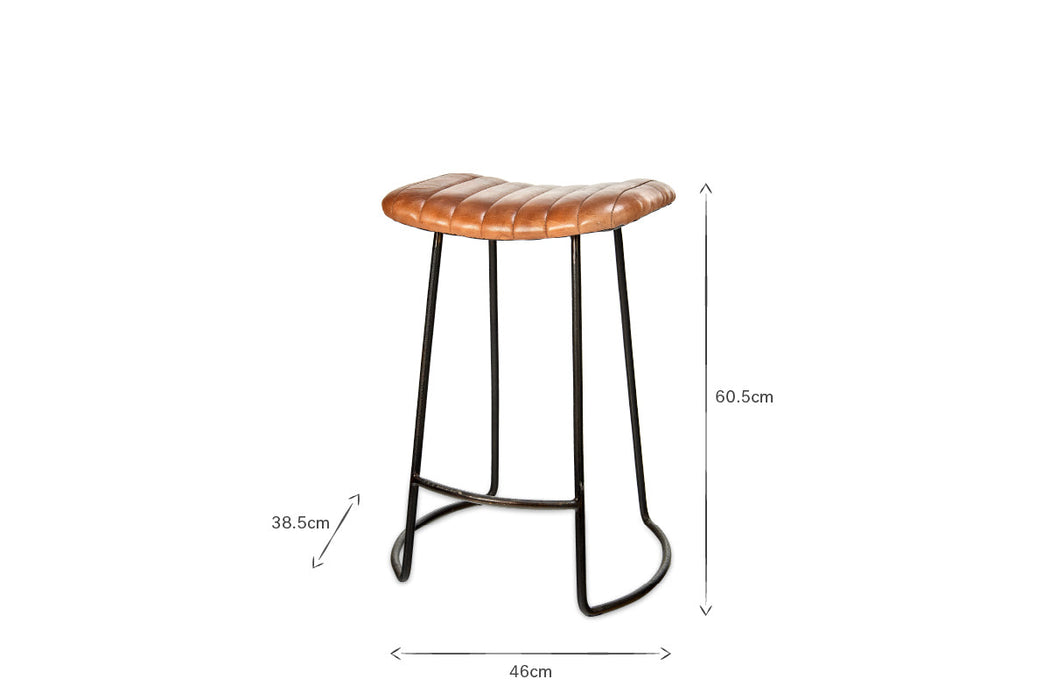 Narwana Ribbed Leather Stool