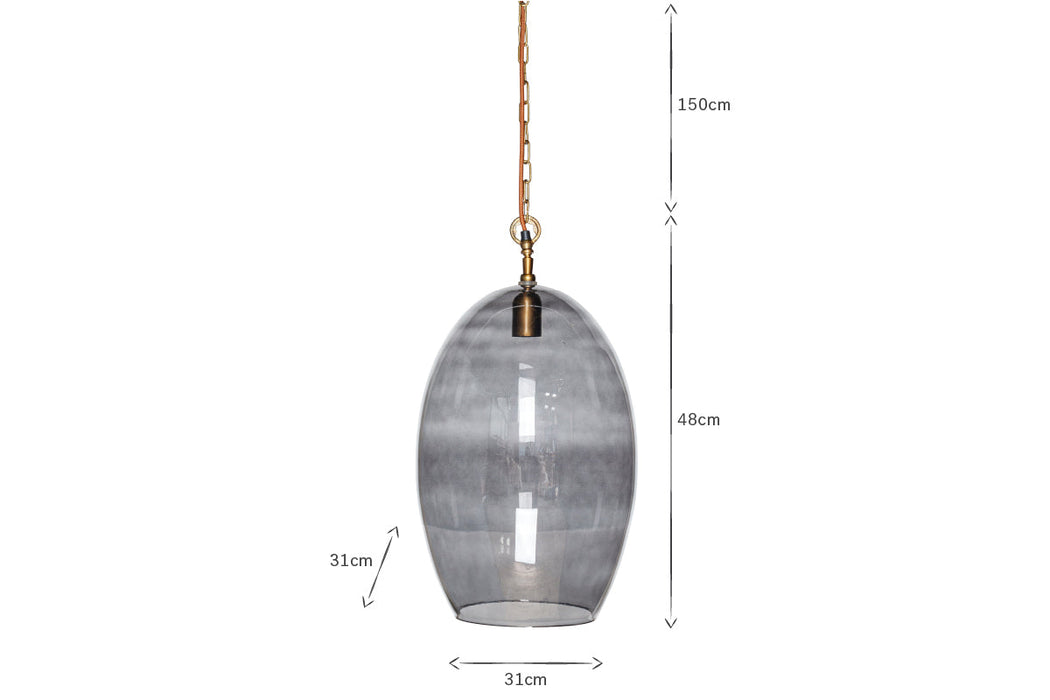 Otoro Recycled Glass Pendant Smoke Large Oval