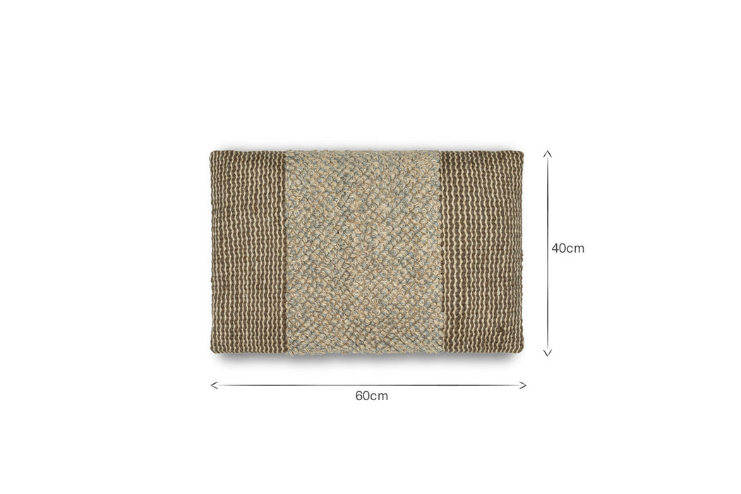 Paduna Jute & Cotton Cushion Cover - Soft Blue & Brown