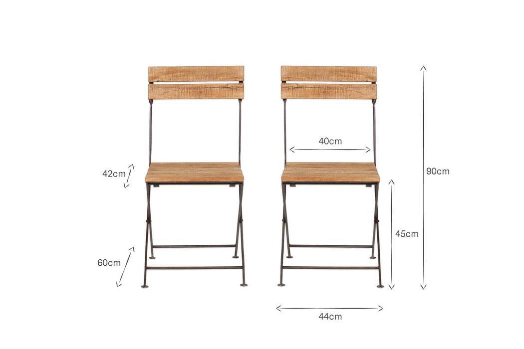 Rishikesh Reclaimed Wood & Iron Folding Chairs - Set of 2
