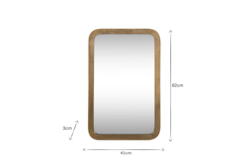 Ungura Rounded Mirror Antique Brass Small