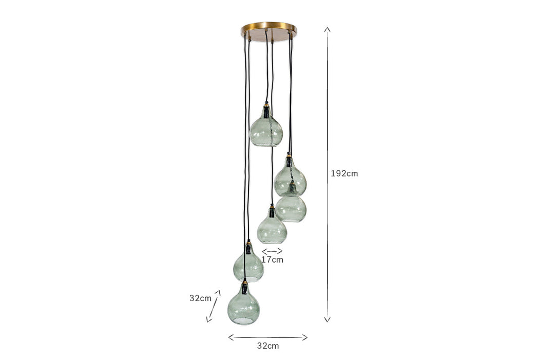 Ziva Statement Recycled Glass Cluster Pendant - Green Smoke