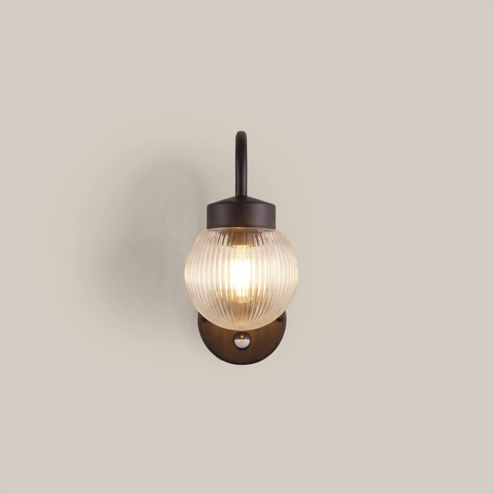 Abbott Outdoor Wall Light Ribbed Glass & Black