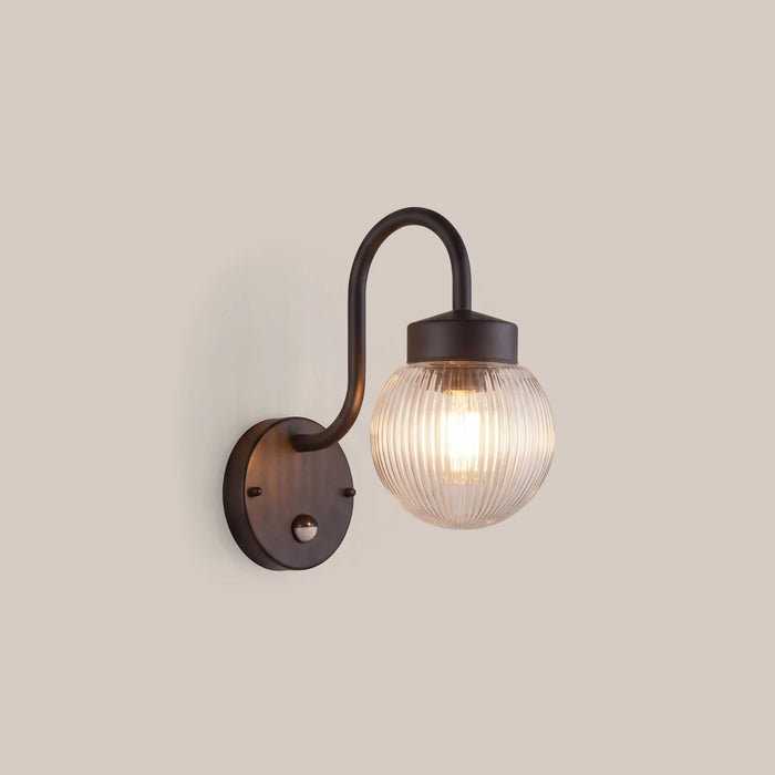 Abbott Outdoor Wall Light Ribbed Glass & Black
