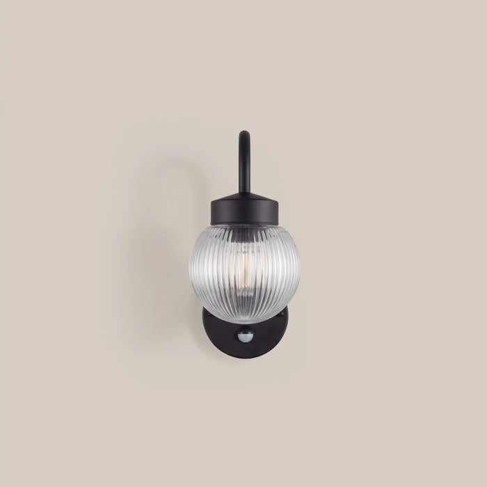 Abbott Outdoor Wall Light Ribbed Glass & Black