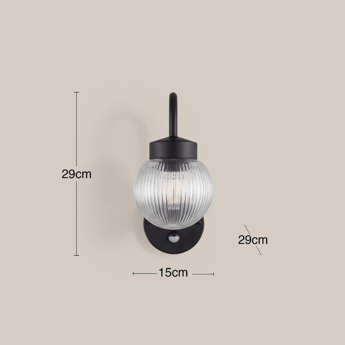 Abbott Outdoor Wall Light Ribbed Glass & Black