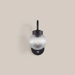 Abbott Outdoor Wall Light | Ribbed Glass & Black