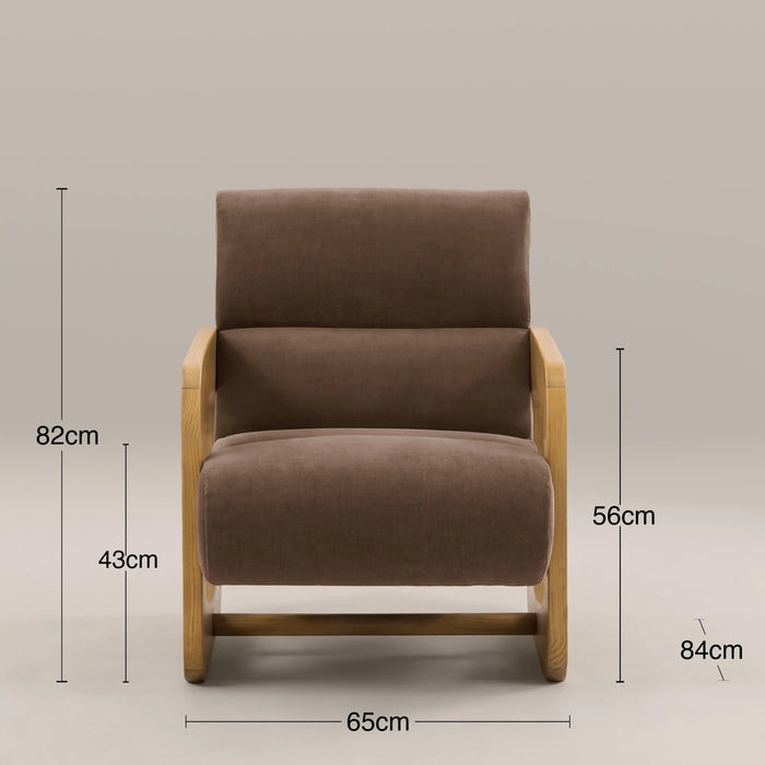 Tosca Armchair Sepia Brown Fabric & Natural