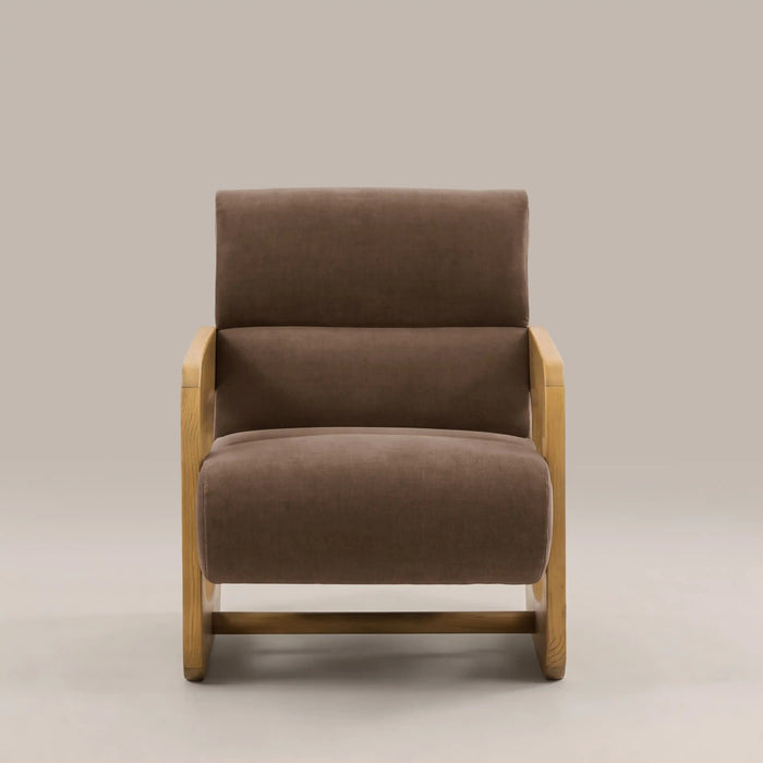 Tosca Armchair Sepia Brown Fabric & Natural