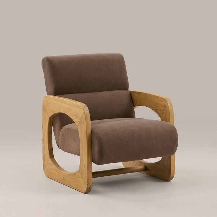 Tosca Armchair Sepia Brown Fabric & Natural