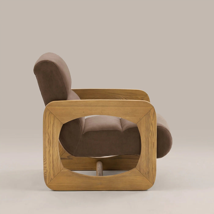 Tosca Armchair Sepia Brown Fabric & Natural