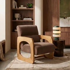Tosca Armchair | Sepia Brown Fabric & Natural