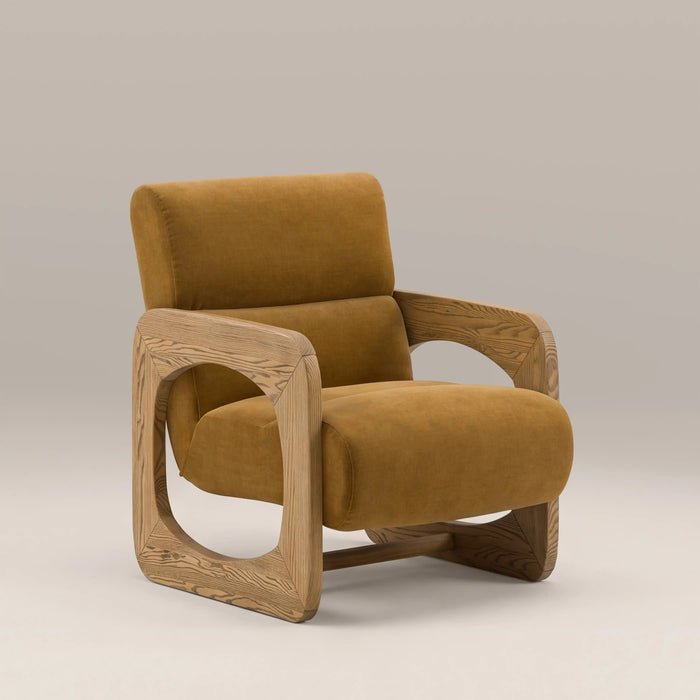 Tosca Armchair Golden Brown Fabric & Natural