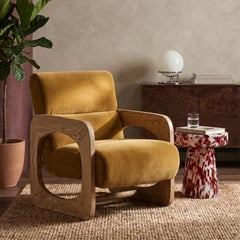 Tosca Armchair | Golden Brown Fabric & Natural