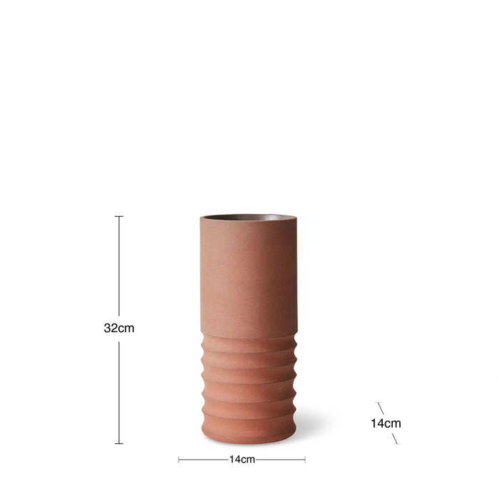 HKliving Handcarved Tube Vase Terracotta