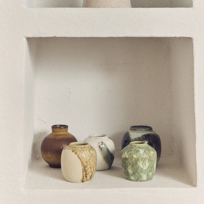 HKliving 70s Ceramics Set of 5 Small Vases Multicolour