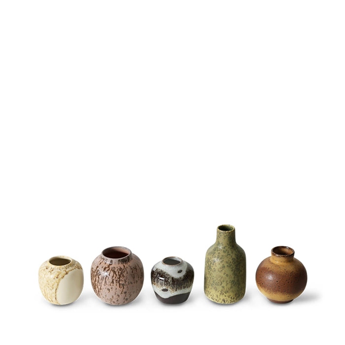 HKliving 70s Ceramics Set of 5 Small Vases Multicolour