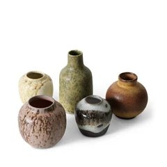 HKliving 70s Ceramics Set of 5 Small Vases | Multicolour