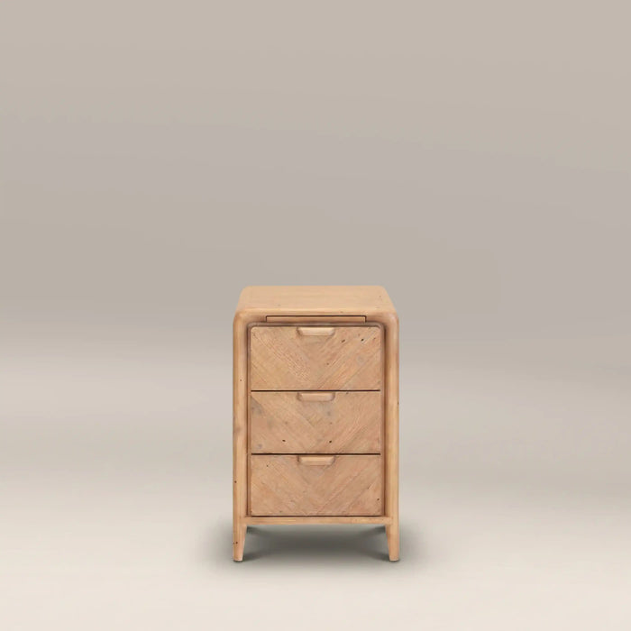 Winslow Small 3 Drawer Rectangle Wooden Bedside Table Natural
