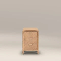 Winslow Small 3 Drawer Rectangle Wooden Bedside Table | Natural