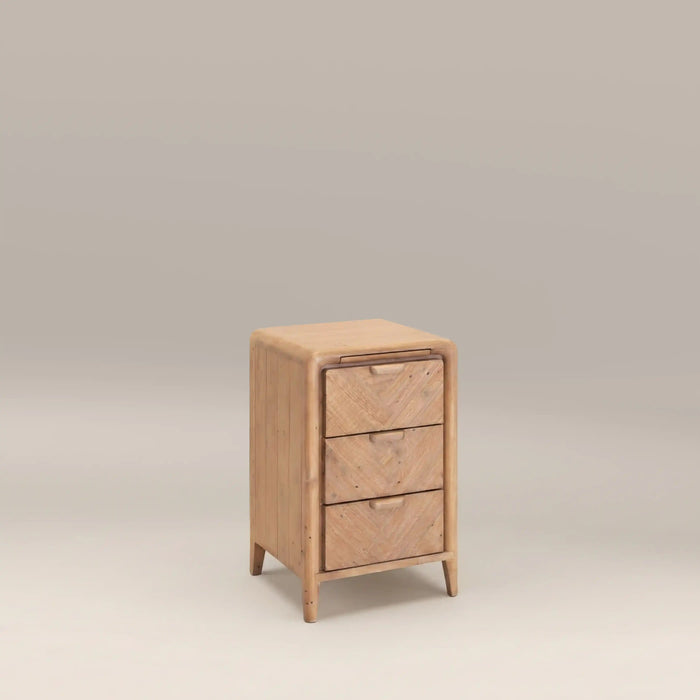 Winslow Small 3 Drawer Rectangle Wooden Bedside Table Natural