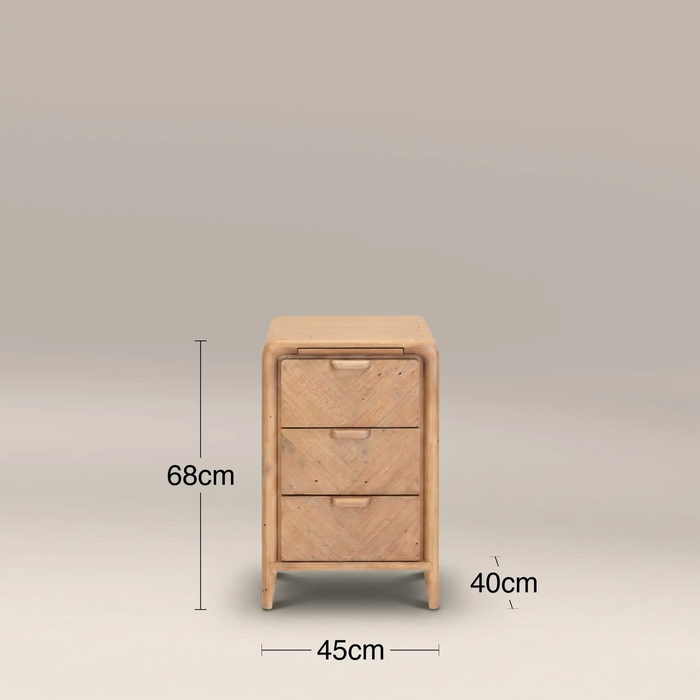 Winslow Small 3 Drawer Rectangle Wooden Bedside Table Natural