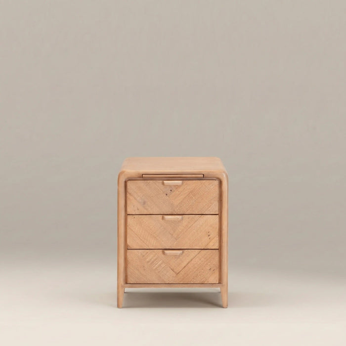 Winslow Large 3 Drawer Rectangle Wooden Bedside Table Natural