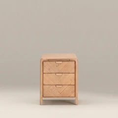 Winslow Large 3 Drawer Rectangle Wooden Bedside Table | Natural