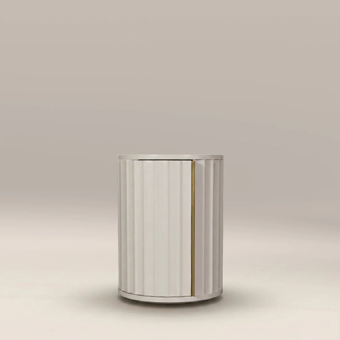 Suvi Left Round Bedside Table Ivory