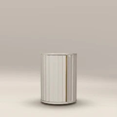 Suvi Left Round Bedside Table | Ivory