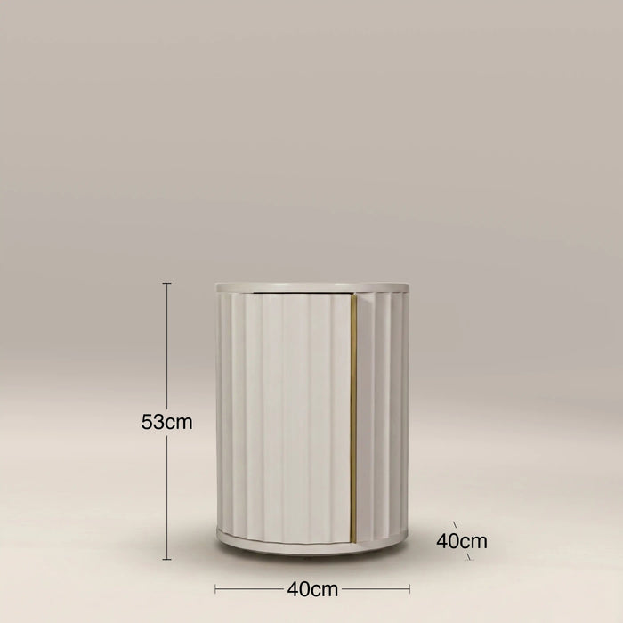 Suvi Left Round Bedside Table Ivory