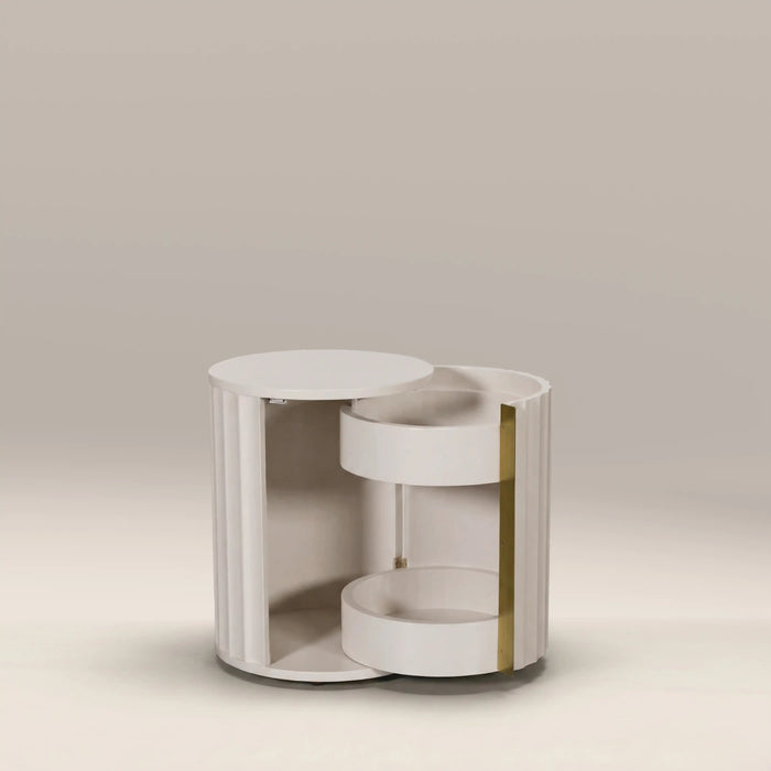 Suvi Right Round Bedside Table Ivory