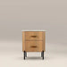 Oliver 2 Drawer Rectangle Bedside Table | White Marble & Natural