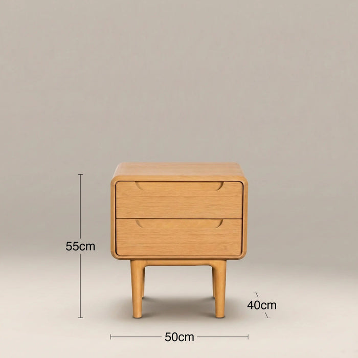 Percy 2 Drawer Rectangle Bedside Table Oak