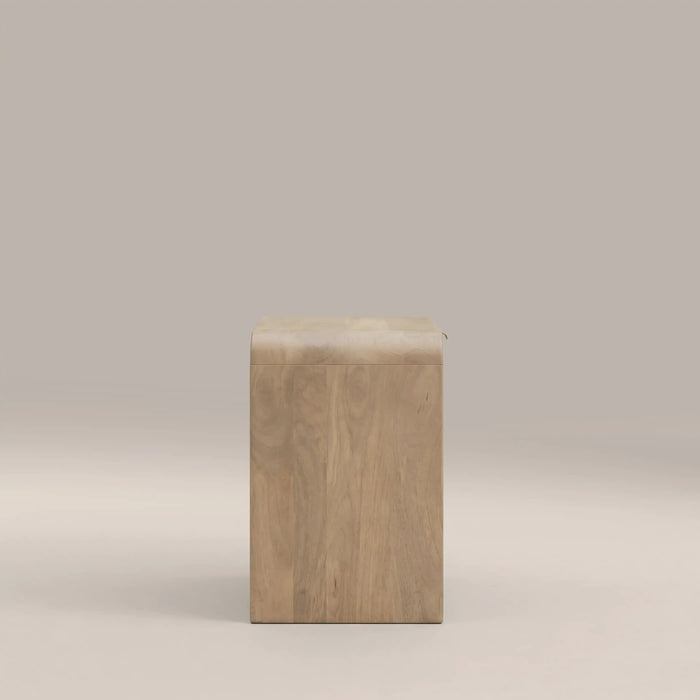 Winnie Large 1 Drawer Curved Wooden Bedside Table Natural Mango Wood