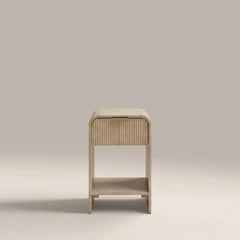 Winnie Small 1 Drawer Curved Wooden Bedside Table | Natural Mango Wood