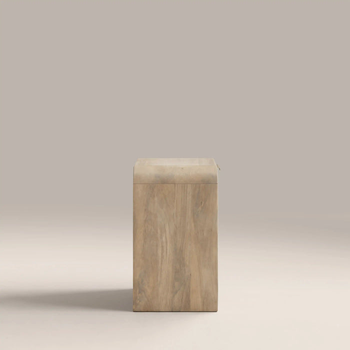 Winnie Small 1 Drawer Curved Wooden Bedside Table Natural Mango Wood