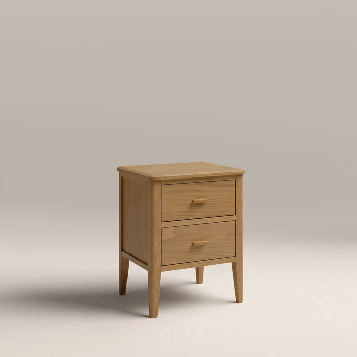 Zander 2 Drawer Rectangle Wooden Bedside Table Natural