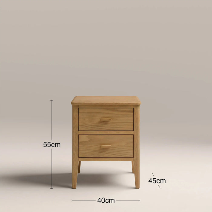 Zander 2 Drawer Rectangle Wooden Bedside Table Natural