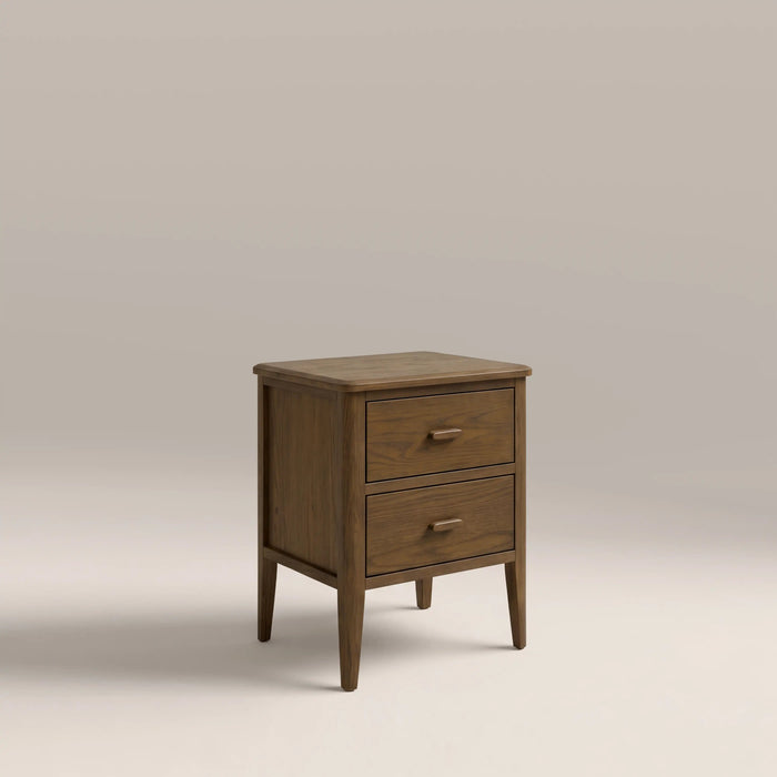 Zander 2 Drawer Rectangle Wooden Bedside Table Walnut