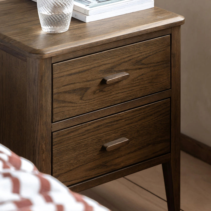 Zander 2 Drawer Rectangle Wooden Bedside Table Walnut